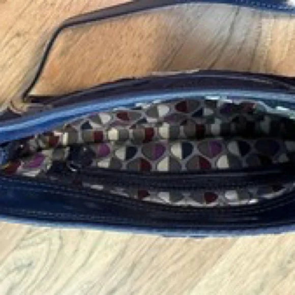 Vera Bradley Trapeze Quilted Crossbody with Patent Leather Trim Navy Blue - Picture 7 of 7